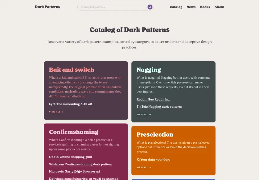 Cover image of "Collection of Dark Patterns and Unethical Design"