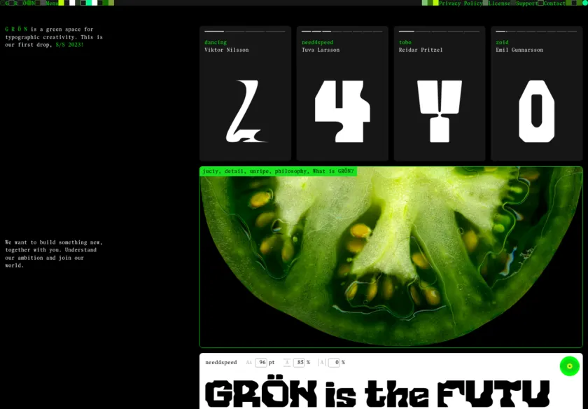 Cover image of "G R Ö N – A green space for typographic creativity"