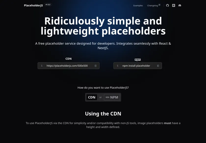 Cover image of "PlaceholderJS - Ridiculously simple and lightweight placeholders"