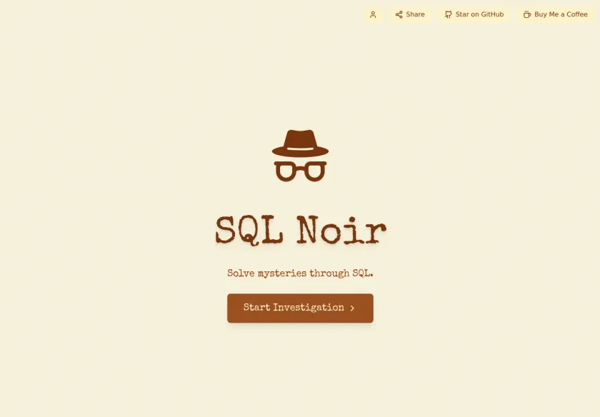 Cover image of "SQL Noir - A Detective SQL Game"